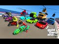 Gta v  awesome stunts  ramps by trucks cars bikes jet ski with trevor and superheroes mods