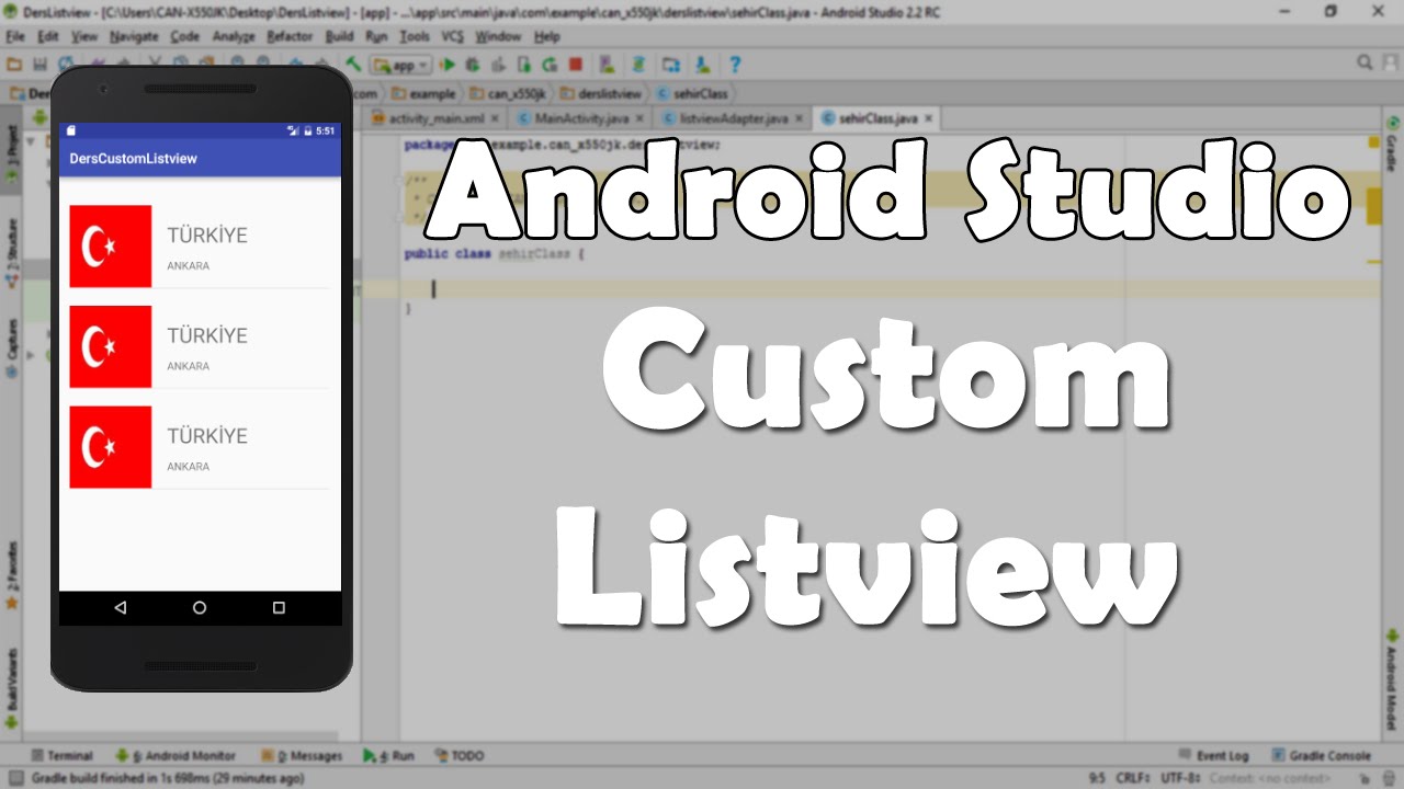 create listview android studio