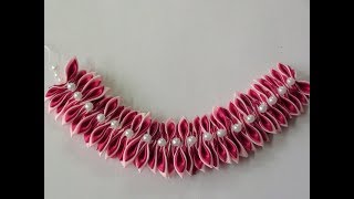 Satin Ribbon Garland DIY with pearls