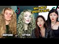 Korean girls react to TikTok CURLY HAIR Routine