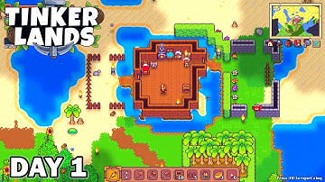 DAY 1 - Craft Build Survive in this Terraria-like Game - Tinkerlands Gameplay