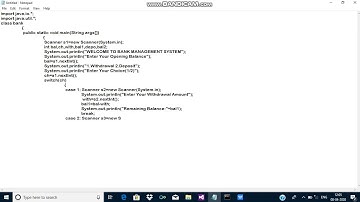 PROGRAM FOR BANK MANAGEMENT SYSTEM(WITHDRAWAL AND DEPOSIT) USING SWITCH-CASE