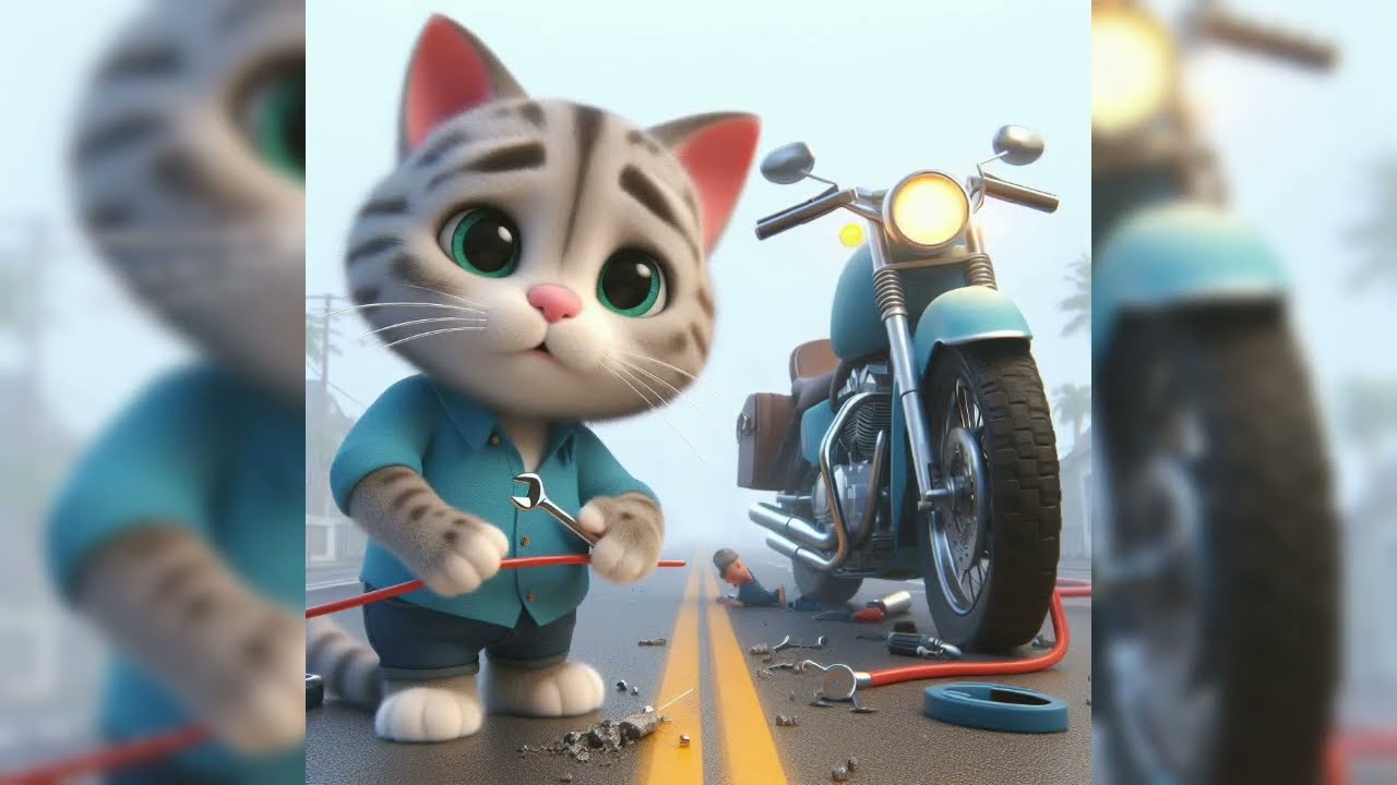 Cat on bike hissing at dogs | Cat is breathing heavy and fast