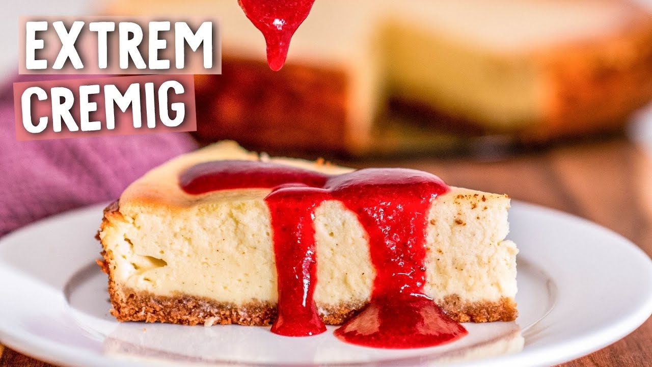 AMERICAN CHEESECAKE: Käsekuchen Rezept mit Keksboden (einfach &amp; schnell ...