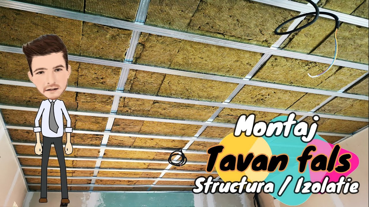 Montaj Tavan (Fals) pentru Gips Carton | Structura Metalica / Izolatie  Termica - YouTube