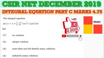 INTEGRAL EQUATION - PART C - MARKS 4.75 - NTA CSIR NET DECEMBER 2019 - MATHEMATICAL SCIENCES