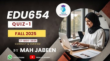 EDU654 Quiz 1 Solution Fall 2025 | 💯% Correct | Addressing Problems | Midterm | VU | By Mah Jabeen