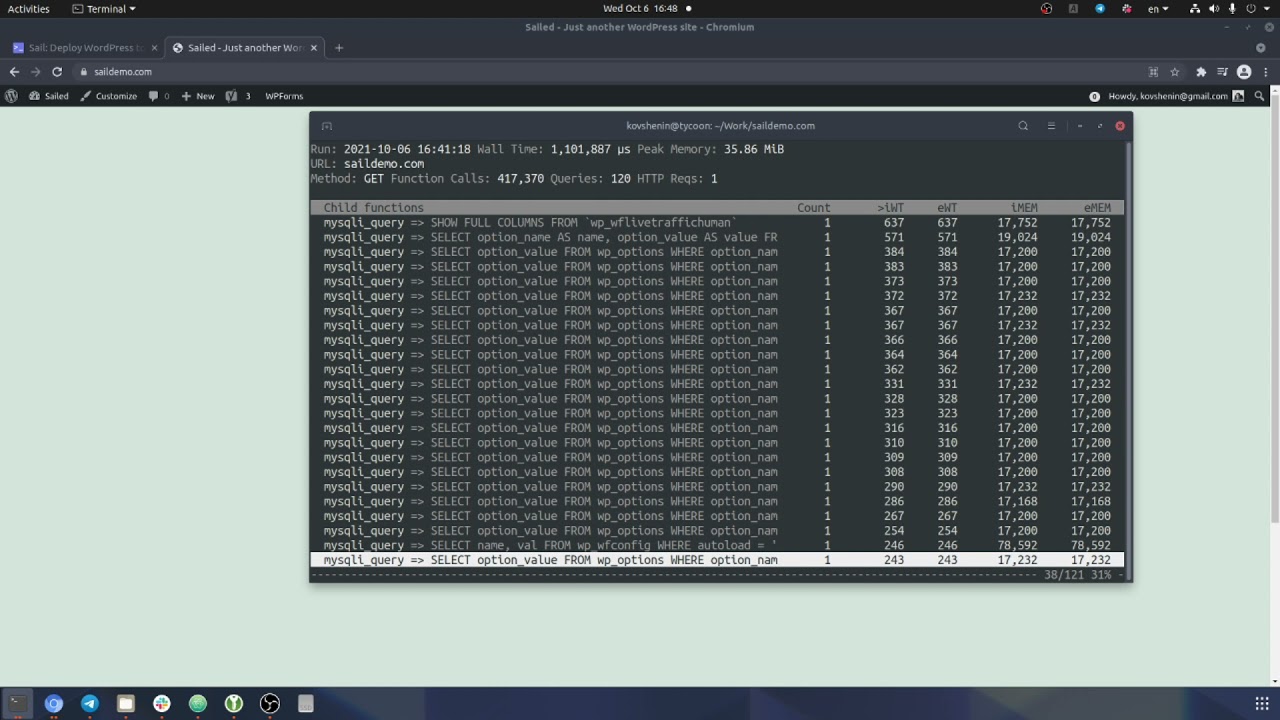 Profiling WordPress Applications with Sail CLI