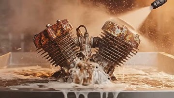 Restoring a Rusted V-Twin Motorcycle Engine | Extreme Deep Cleaning & Full Revival