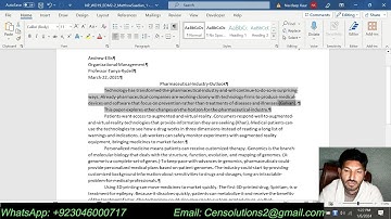 Word Module 2 SAM End of Module Project 2 | NP_WD19_EOM2-2 | Pharmaceutical Industry