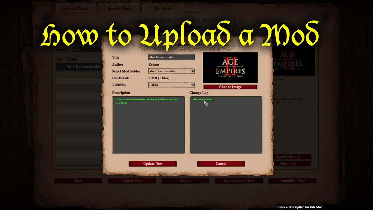 How to Upload a Scenario as a Mod (Age of Empires II: Definitive ...