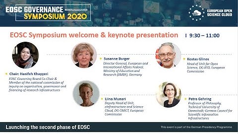 EOSC Symposium welcome & keynote presentations - Oct 19 #EOSCSymposium2020