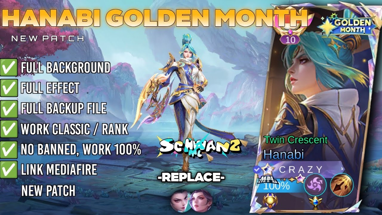 NEW! Script Skin Hanabi Golden Month No Password | Full Effect Voice – Patch Terbaru