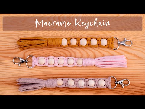 Diamond Weaved Macrame Keychain w/Wooden Beads – Knots of Happiness