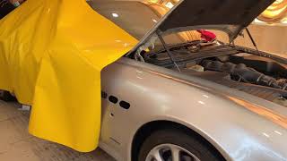 Maserati Quattroporte Yellow Wrapped ฟิล์มใส-สีกันหินกระแทกสีรถ พร้อมสารเคลือบเงาในเนื้อฟิล์มเงามาก