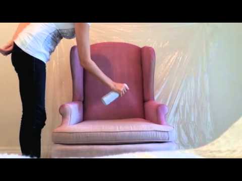 DIY How to spray paint fabric on furniture - YouTube