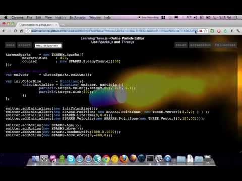 Learning Three.js: particle editor with sparks.js