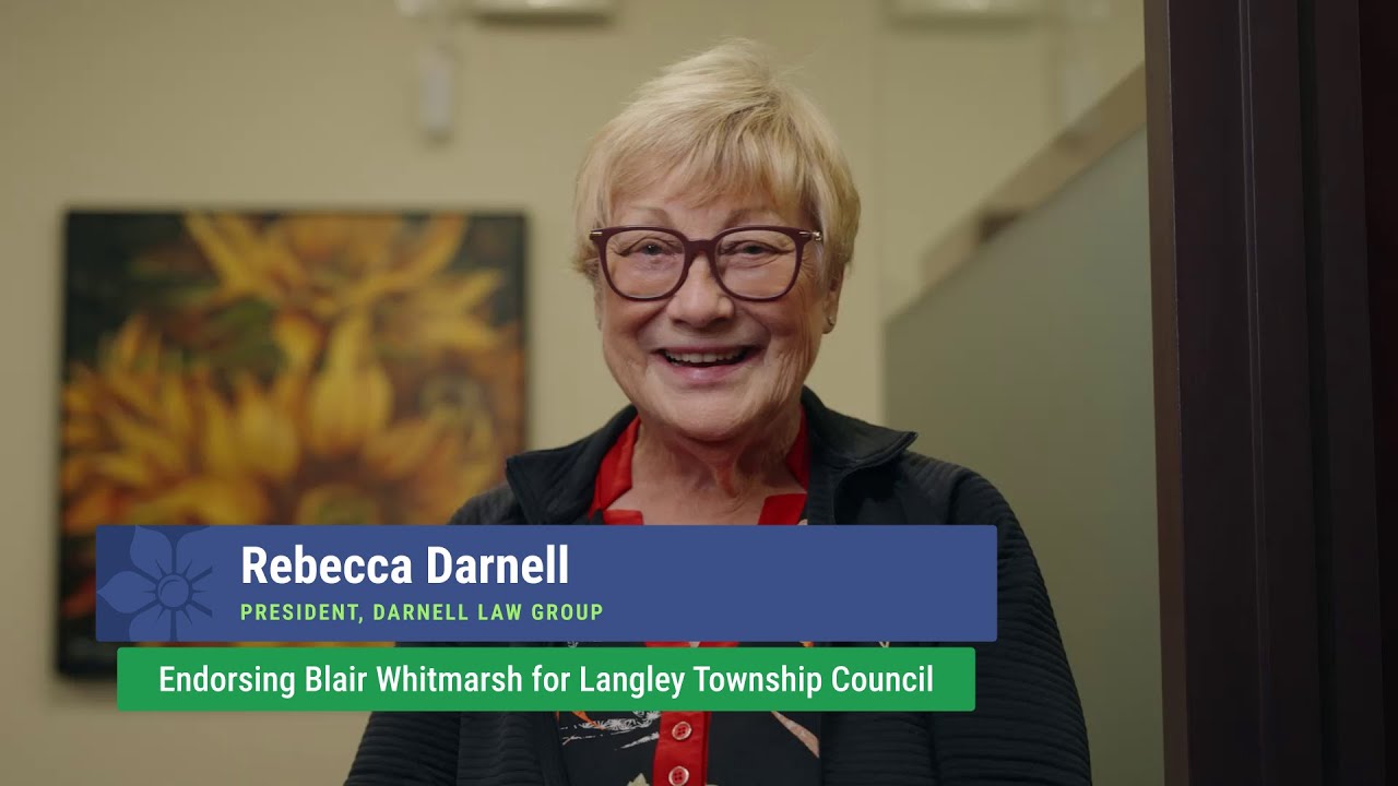 Rebecca Darnell Endorses Blair Whitmarsh for Langley Township Council – Vote Oct 25, 2025