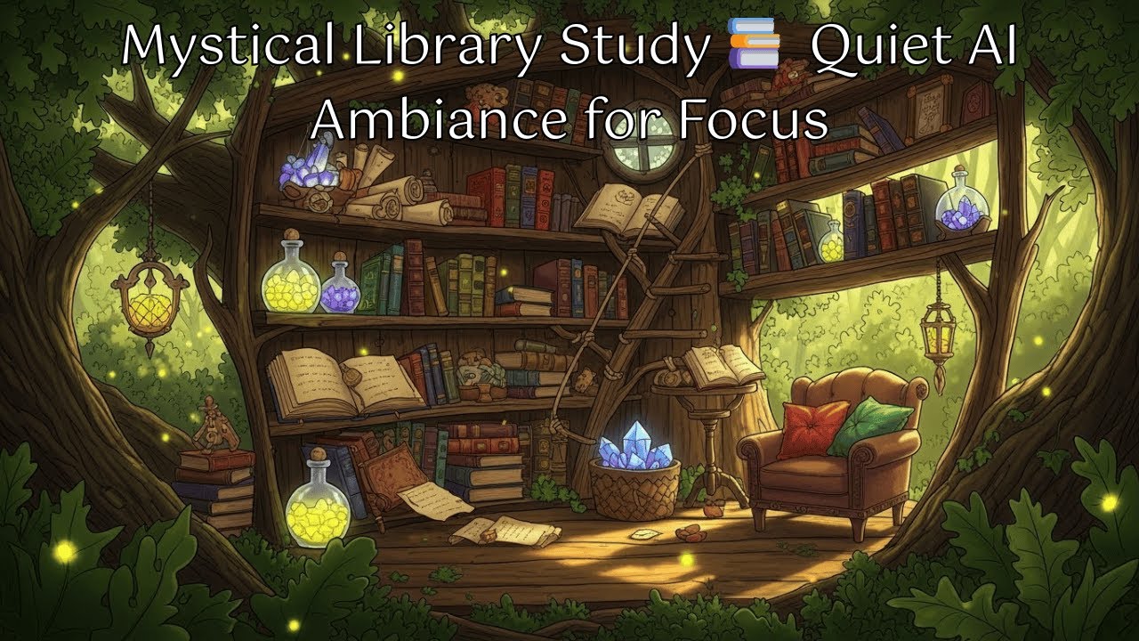 Mystical Library Study 📚  Quiet AI Ambiance for Focus 