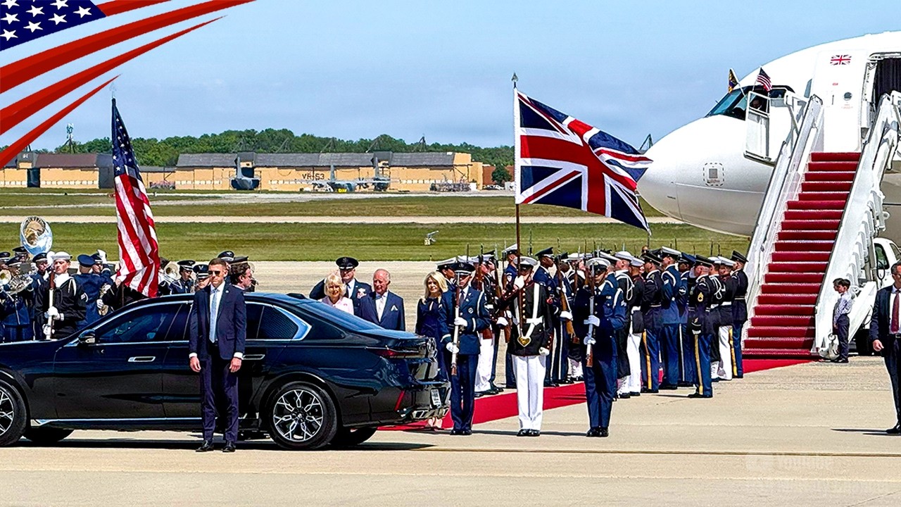 The Moment King Charles III Arrived in America | Full Honor Cordon & Military Band Ceremony