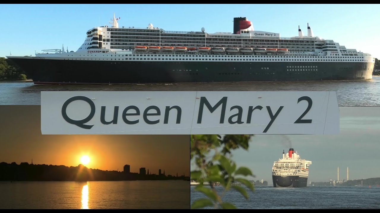 4K Queen Mary 2 auslaufen bei traumhaften Sonnenaufgang im Hamburger Hafen (HORN) 18.08.2025