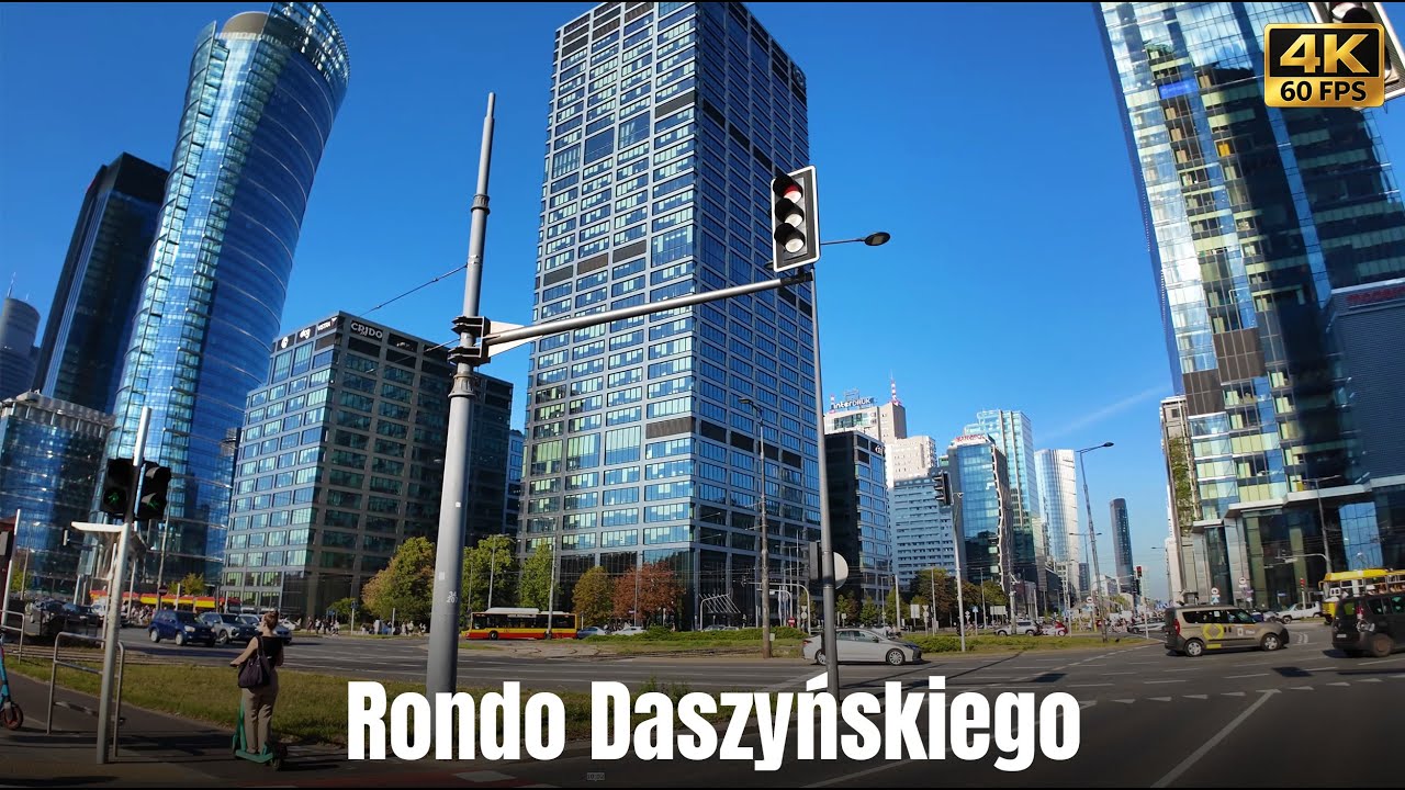 Rondo Daszyńskiego, Warsaw - Skyscrapers & Business District | Silent Walking Tour [4K]