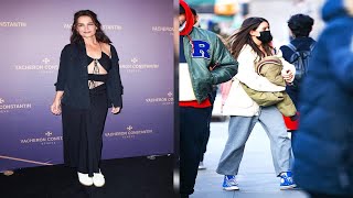 Katie Holmes & Look-Alike Daughter Suri, 15, Rock Matching Cardigans While Out In NYC