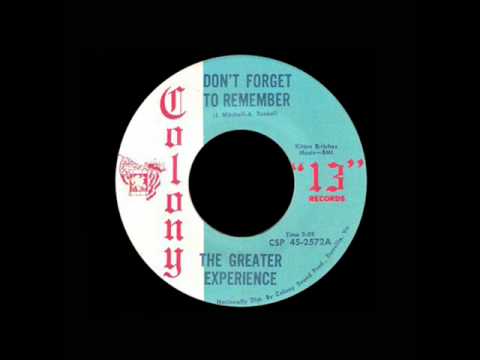 The Greater Experience - Don't Forget To Remember