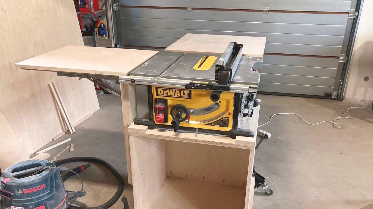 Narabar droefheid Hub Dewalt 7492 - how I built by mobile table with drwaers, side extensioon and  outfeed table - YouTube