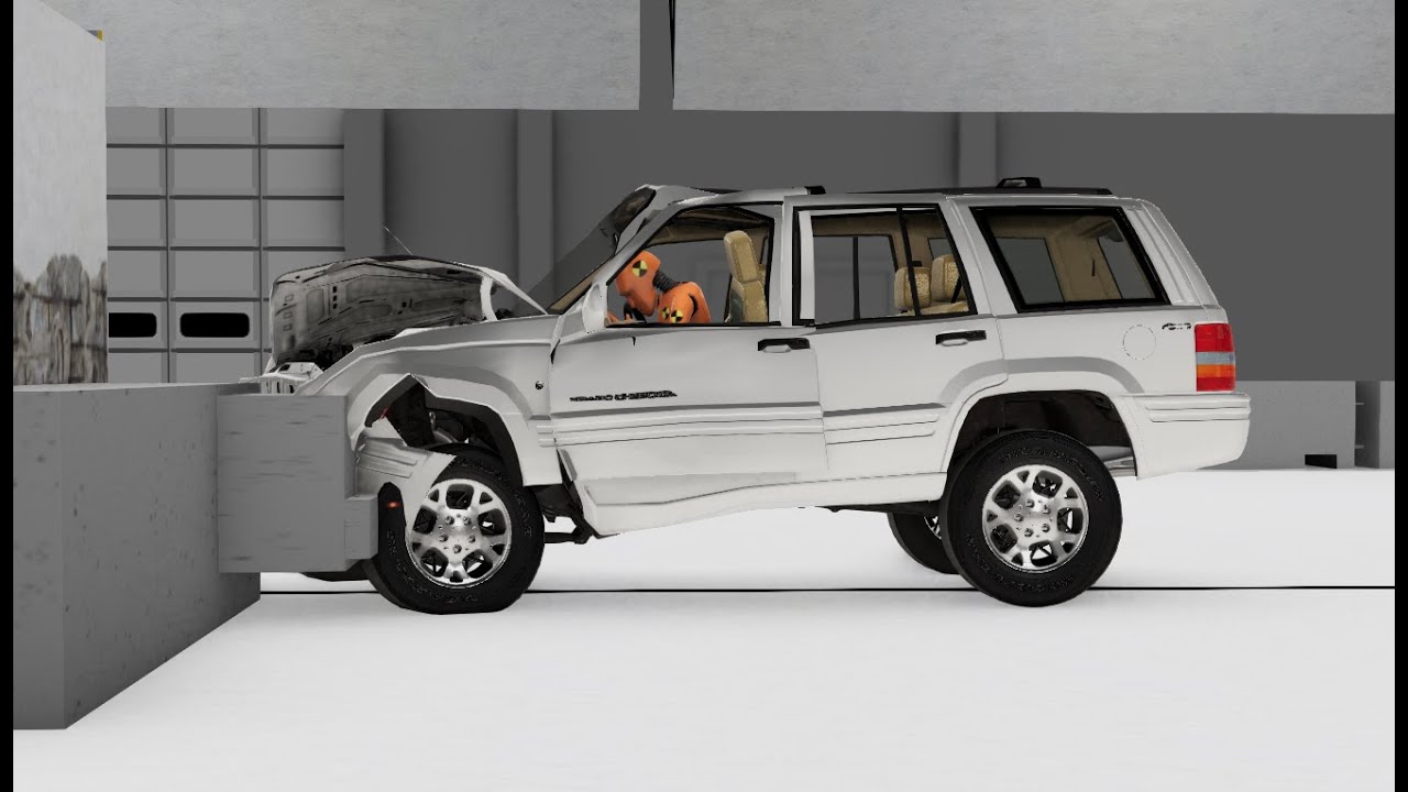 1996-1998 Jeep Grand Cherokee moderate overlap BeamNG.drive crash