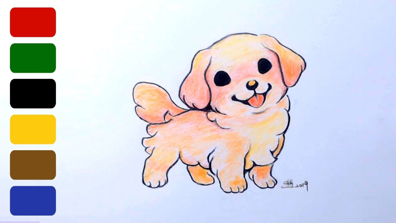 How To Draw A Golden Retriever Puppy - bmp-online