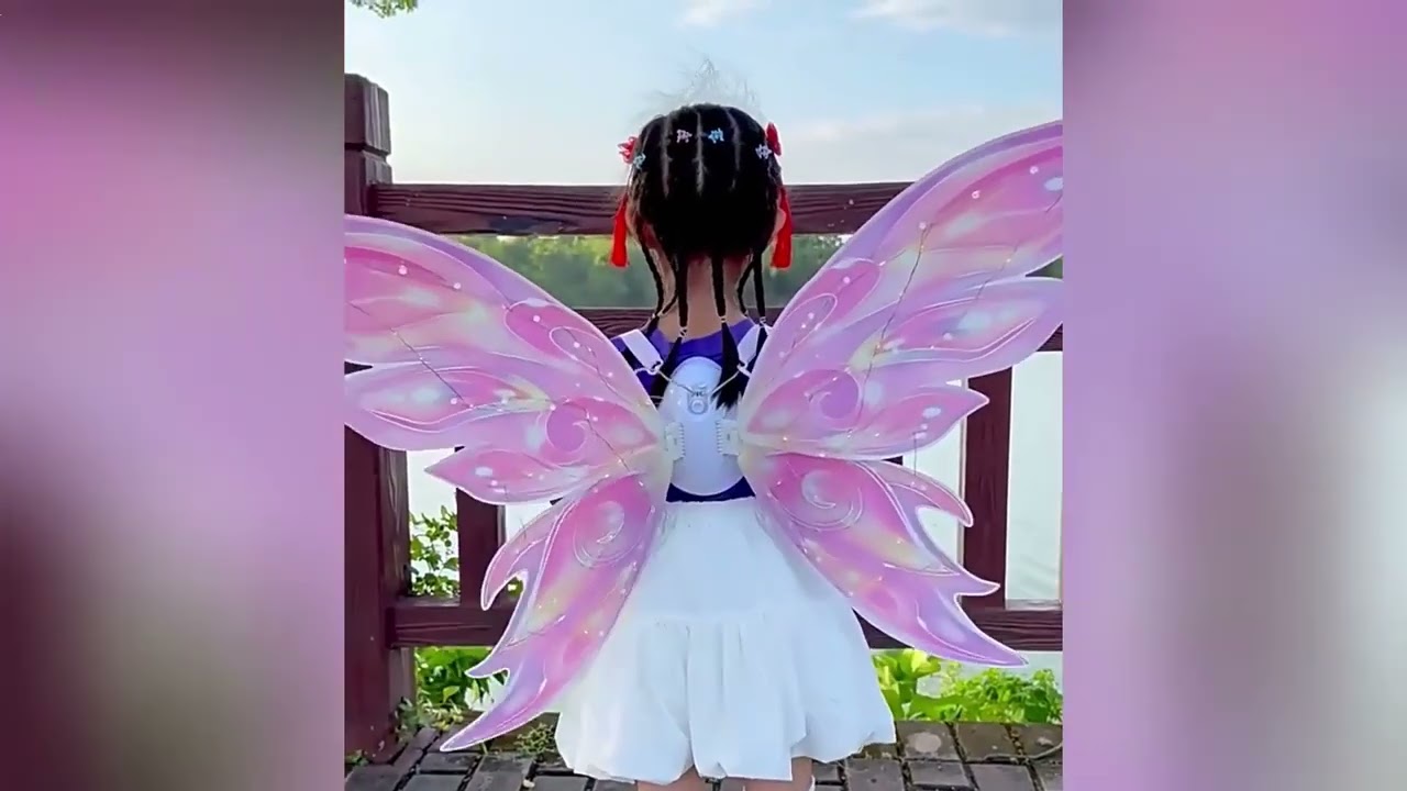 Electric Fairy Wings Costume Magic LED Lights Butterfly Wings Pet Music Cosplay Party Dress Up