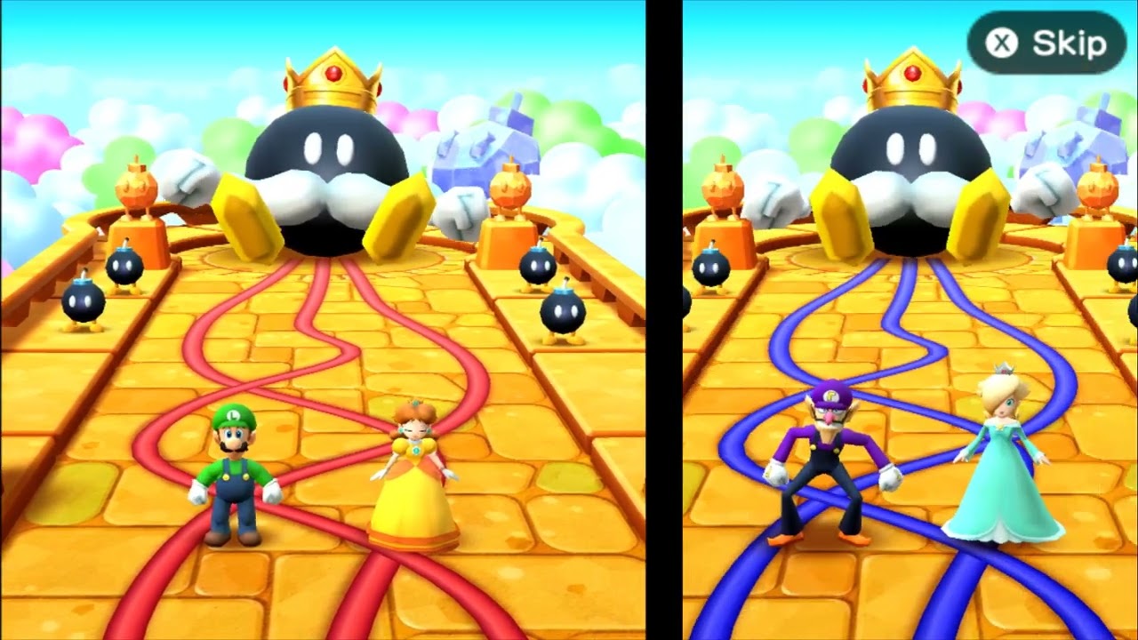 マリオ トップ 100ミニゲーム コンビネーション ゲーム モード。ルイージ対デイジー対ワルイージ対ロザリーナ。 (マスターCPU)