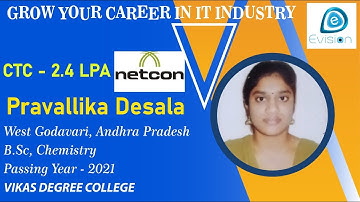 Congrats, Pravallika |OJT Trainee at EVISION | 2.4 LPA | System Administrator in Netcon Technologies