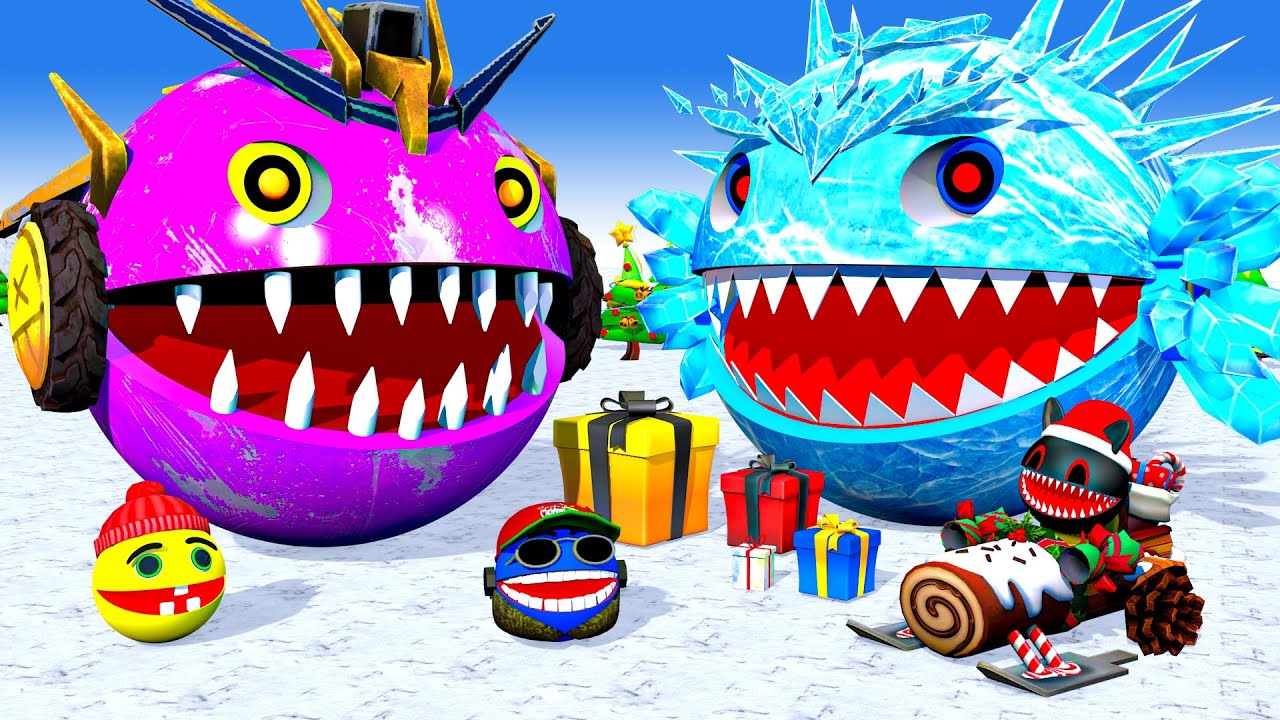 MS PACMAN & NEW RED PACMAN VS TWO YELLOW MONSTER PACMAN FIGHTING IN POKEMON #2026