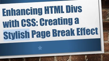 Enhancing HTML Divs with CSS: Creating a Stylish Page Break Effect