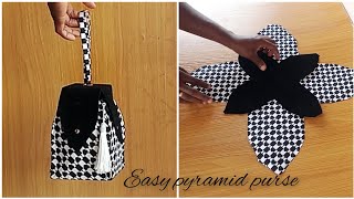 How to cut and sew pyramid purse //   triangle bag // Beginners friendly