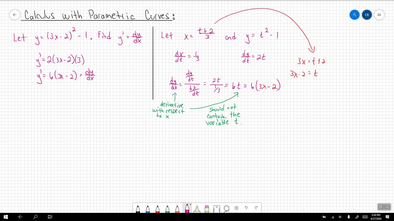 Calculus With Parametric Curves - YouTube