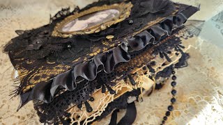 JUNK JOURNAL flip through- A Victorian Gothic, Rita I- Dressmaking Black Lace and Neutrals- For Sale