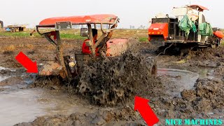 Tractor Kubota MU5702 Sinking In Mud Water, Crazy Tractor Stuck In Mud, Homemade Forwarder