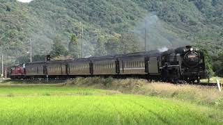 DD51PP 【4K】山口線 上り 試運転列車 9526レ D51 200号機牽引 後補機 DD51 1043号機 35系4000番客車 5両 JR西日本 地福 2021.10.18 M4640005
