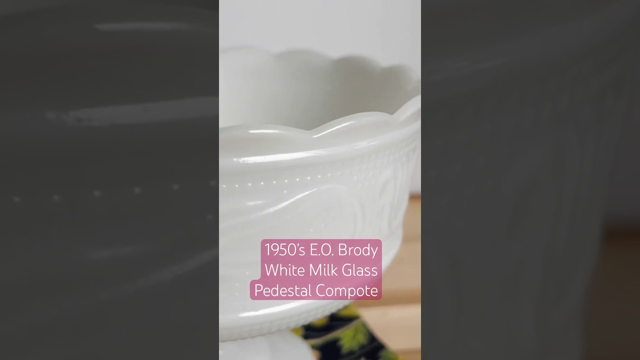 1950s E.O. Brody White Milk Glass Pedestal Bowl Compote 
