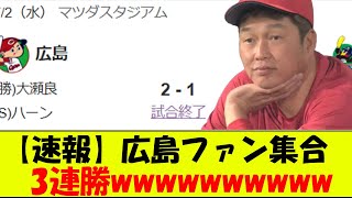 【速報】広島ファン集合　3連勝wwwww