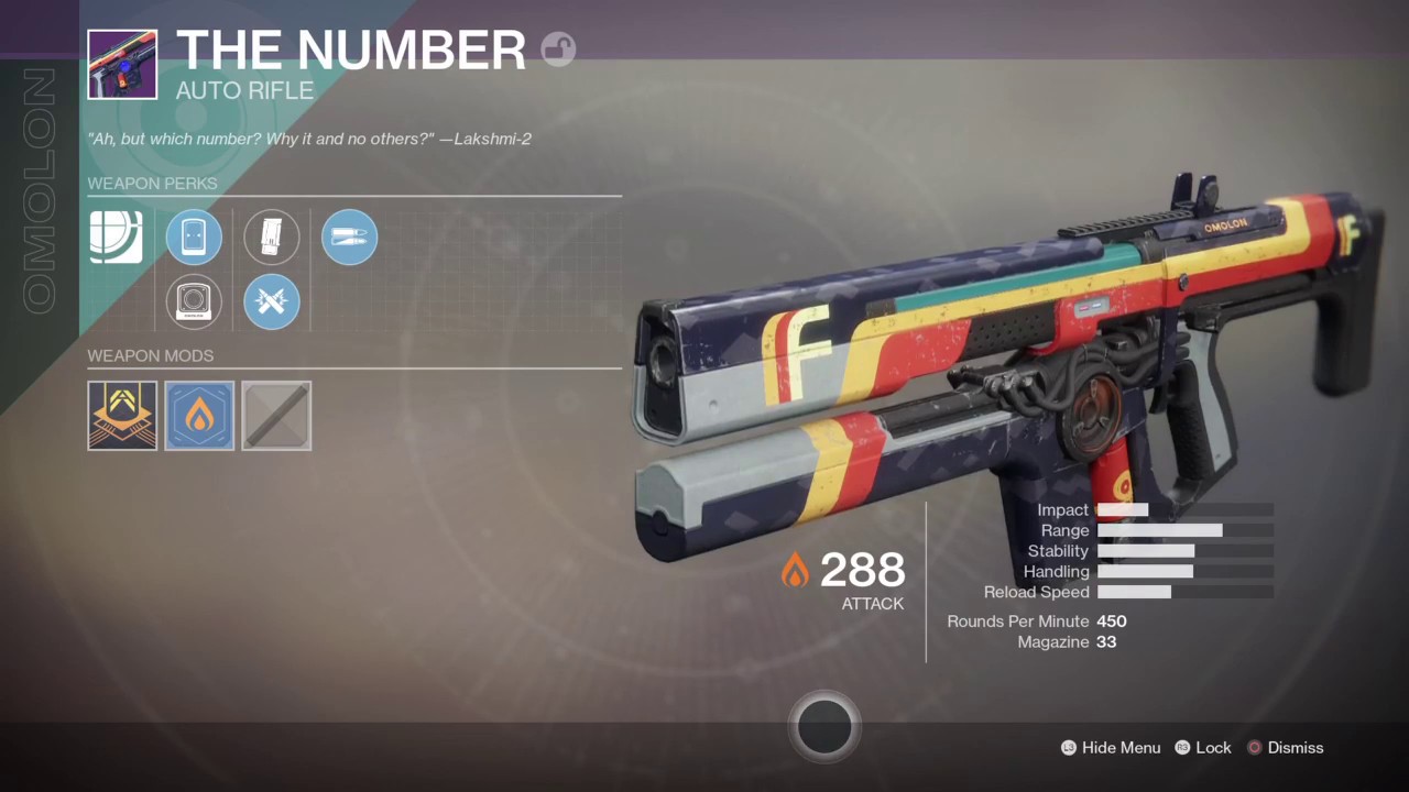 Destiny 2- The Number New Legendary Future War Cult Omolon Auto Rifle