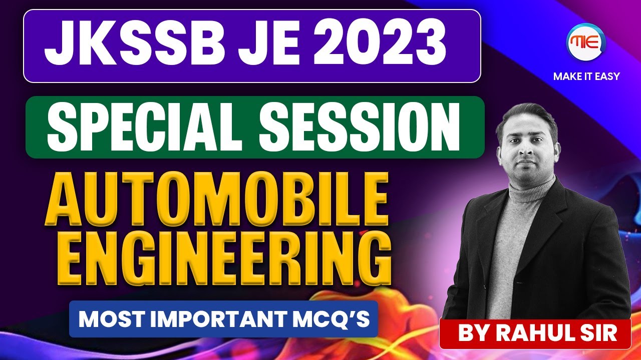 JKSSB JE  2023 | Special Session Most Important Mcq | Automobile Engineering | By Rahul Khotiyal Sir