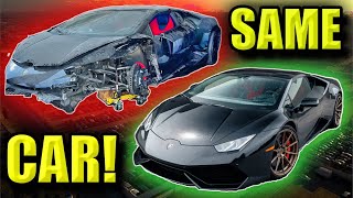 BADLY WRECKED Lamborghini Huracan Rebuild In Under 25 Min!