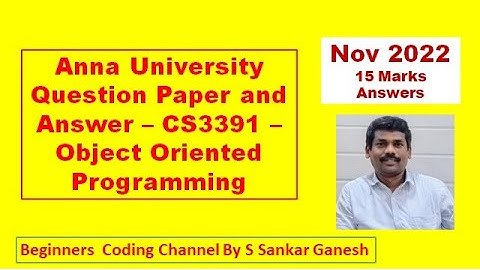 CS3391-Object Oriented Programming | Anna University| 15 Marks Questions and Answers| Nov 2022|Tamil