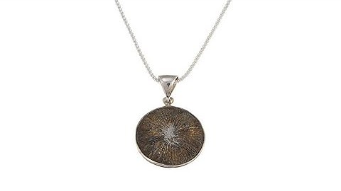 Jay King Button Fossil Coral Sterling Silver Pendant wit...
