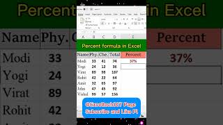 Percentage formula in excel ! Percent #excelcourse #excelformula #excelonlinecourse