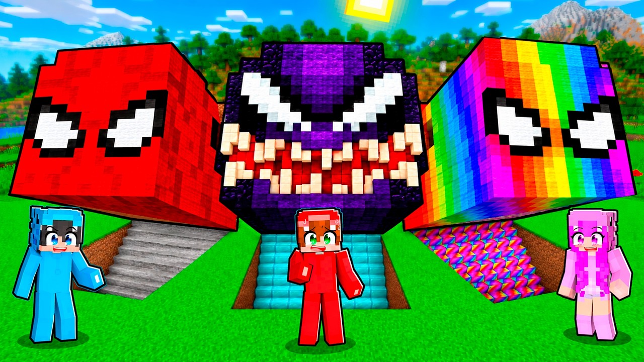 Creamos BASES SECRETAS de SPIDERMAN SUBTERRÁNEAS en Minecraft!